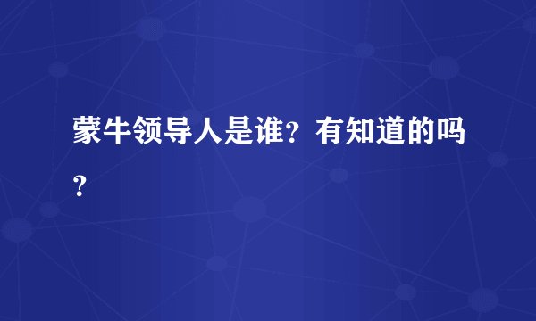 蒙牛领导人是谁？有知道的吗？