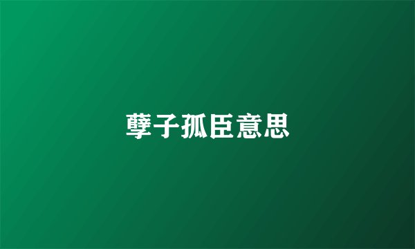 孽子孤臣意思
