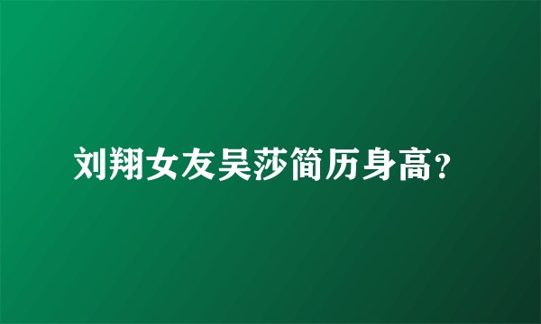 刘翔女友吴莎简历身高?