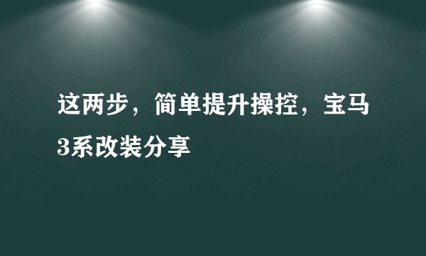 这两步，简单提升操控，宝马3系改装分享