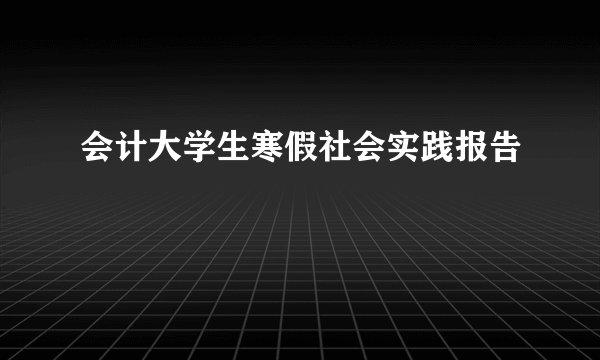 会计大学生寒假社会实践报告