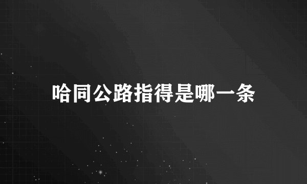 哈同公路指得是哪一条