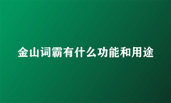 金山词霸有什么功能和用途