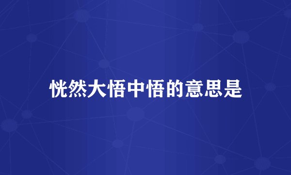 恍然大悟中悟的意思是
