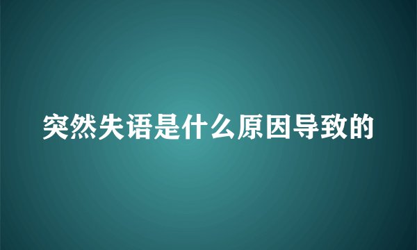 突然失语是什么原因导致的
