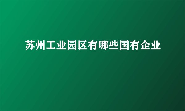 苏州工业园区有哪些国有企业