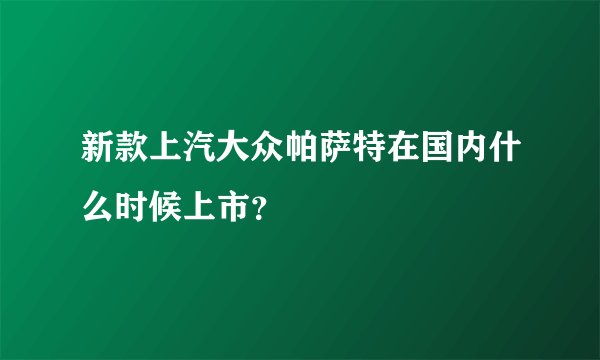 新款上汽大众帕萨特在国内什么时候上市?