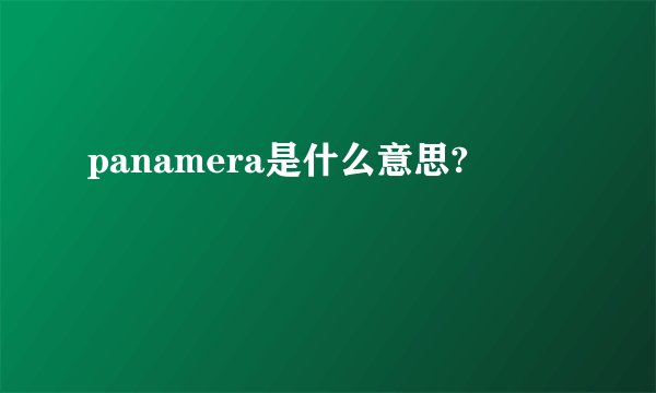 panamera是什么意思?