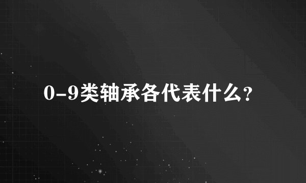 0-9类轴承各代表什么？