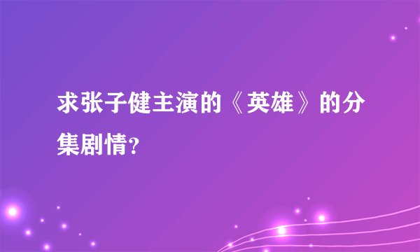 求张子健主演的《英雄》的分集剧情？