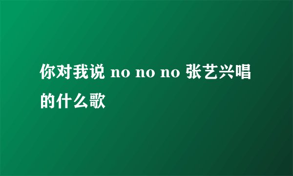 你对我说 no no no 张艺兴唱的什么歌