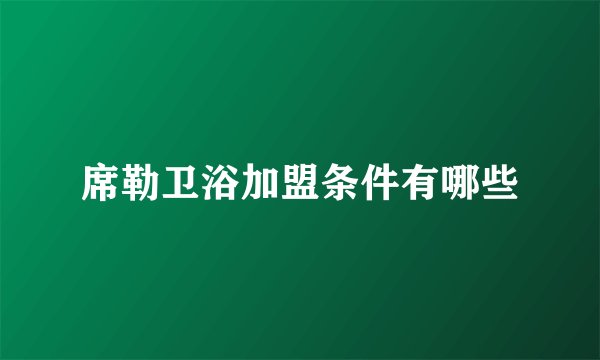席勒卫浴加盟条件有哪些