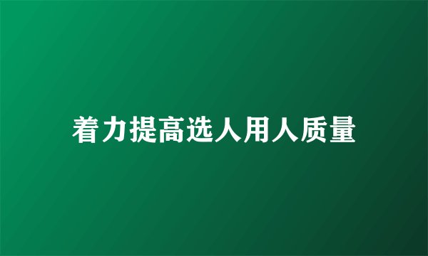 着力提高选人用人质量