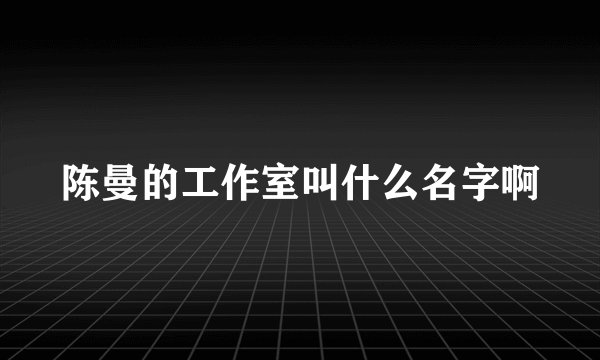 陈曼的工作室叫什么名字啊