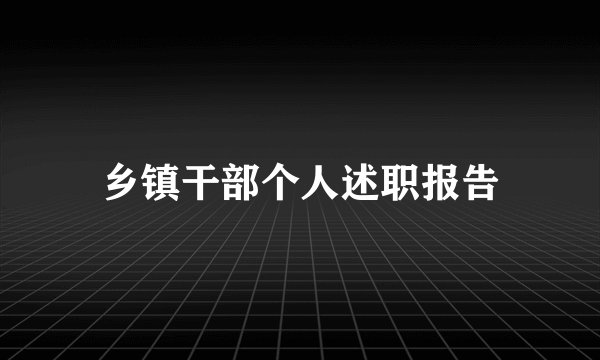 乡镇干部个人述职报告