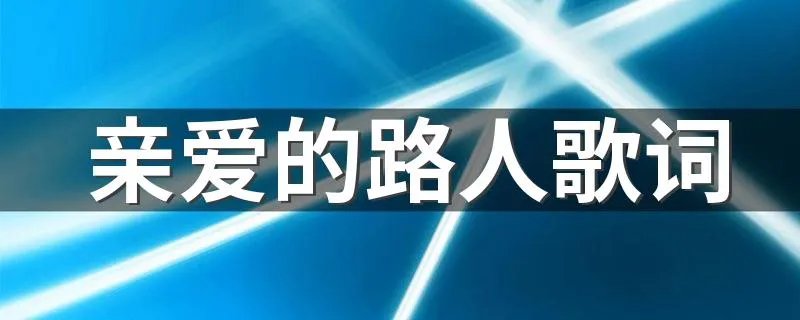 亲爱的路人歌词 刘若英亲爱的路人完整歌词