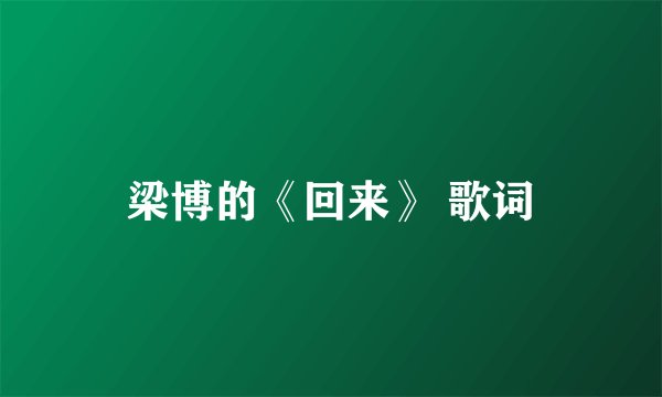 梁博的《回来》 歌词
