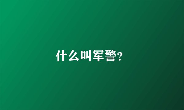 什么叫军警？
