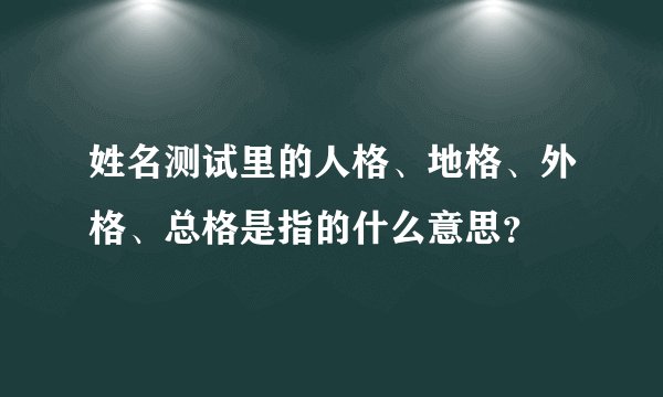 姓名测试里的人格、地格、外格、总格是指的什么意思？