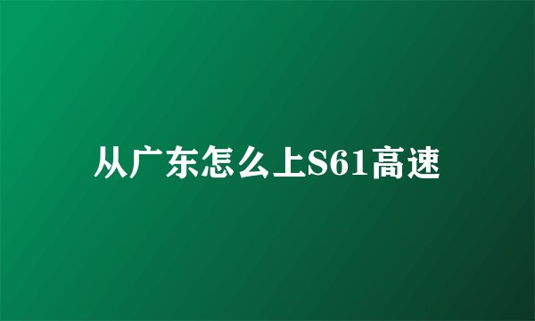 从广东怎么上S61高速
