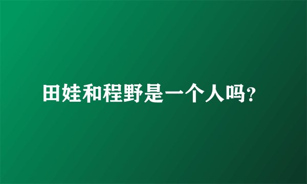 田娃和程野是一个人吗?