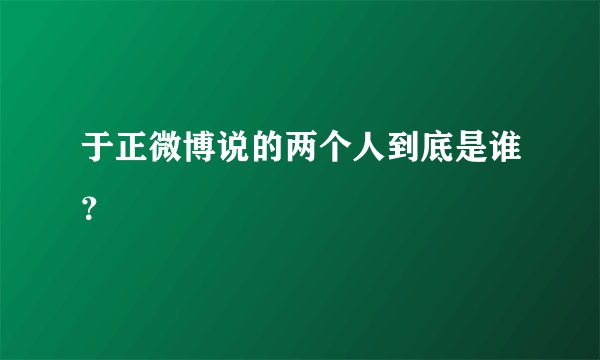 于正微博说的两个人到底是谁？