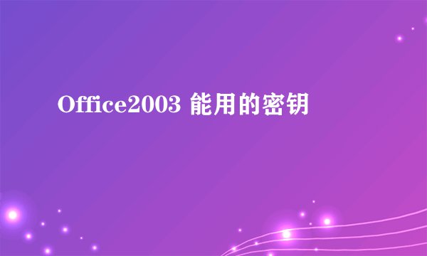 Office2003 能用的密钥