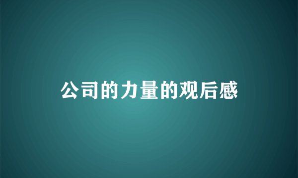 公司的力量的观后感