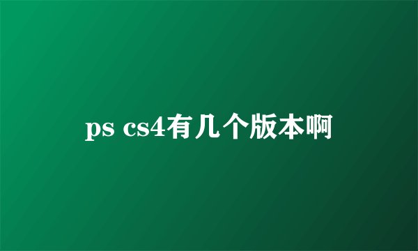 ps cs4有几个版本啊