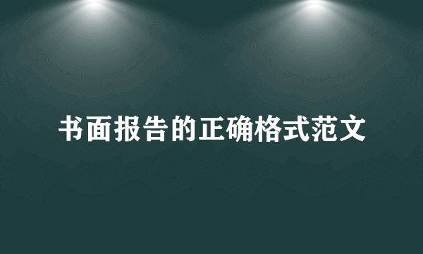 书面报告的正确格式范文
