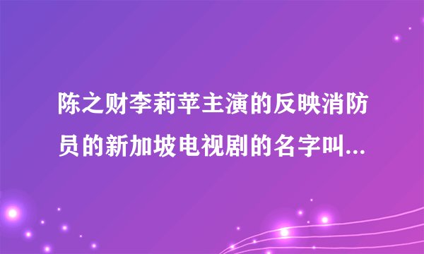 陈之财李莉苹主演的反映消防员的新加坡电视剧的名字叫这是部爱情故事