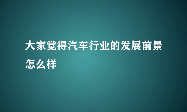 大家觉得汽车行业的发展前景怎么样