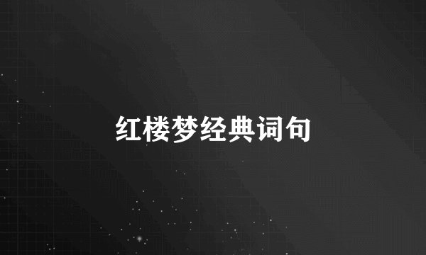 红楼梦经典词句