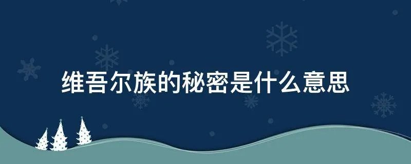 维吾尔族的秘密是什么意思
