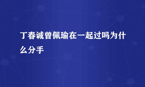 丁春诚曾佩瑜在一起过吗为什么分手