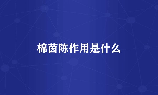 棉茵陈作用是什么