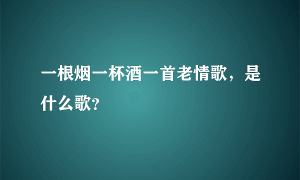 一根烟一杯酒一首老情歌，是什么歌？