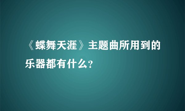 《蝶舞天涯》主题曲所用到的乐器都有什么？