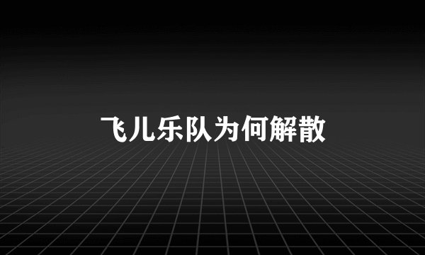 飞儿乐队为何解散