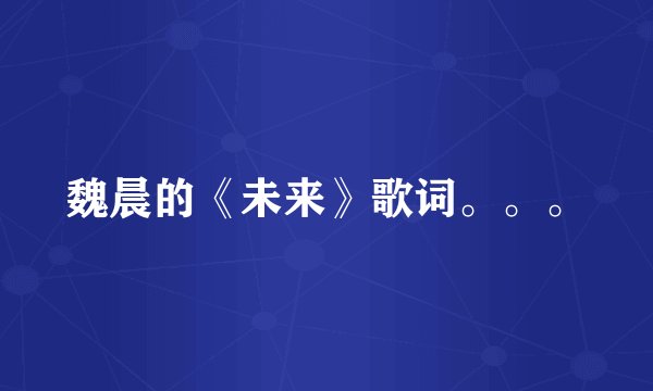魏晨的《未来》歌词。。。