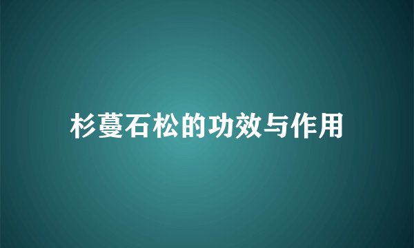 杉蔓石松的功效与作用