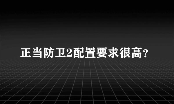 正当防卫2配置要求很高？