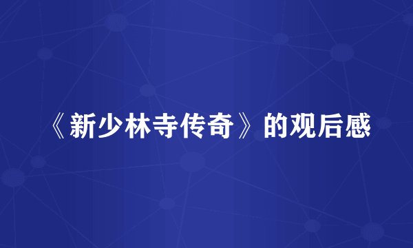 《新少林寺传奇》的观后感