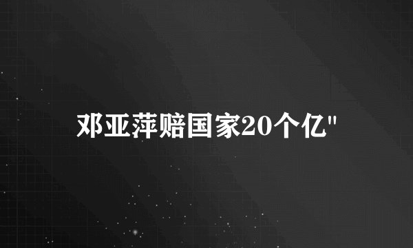 邓亚萍赔国家20个亿