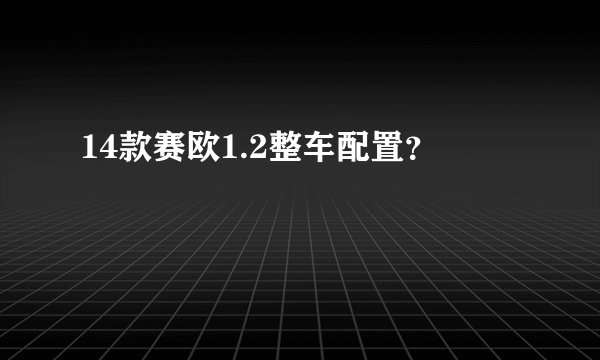 14款赛欧1.2整车配置？