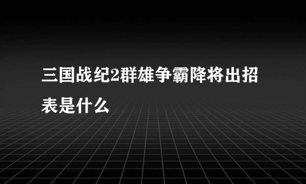 三国战纪2群雄争霸降将出招表是什么