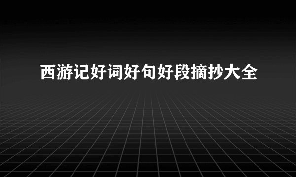 西游记好词好句好段摘抄大全