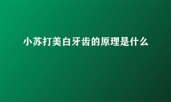 小苏打美白牙齿的原理是什么
