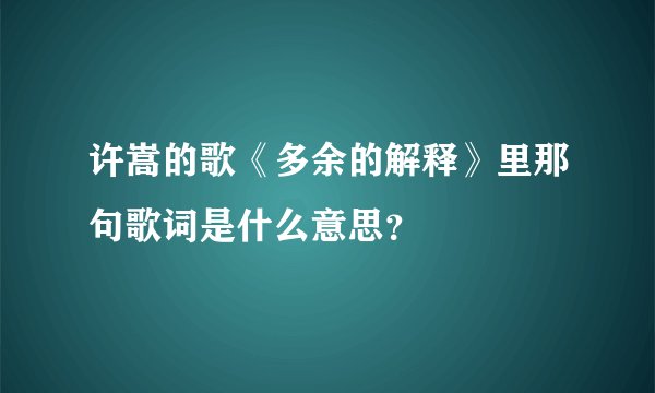 许嵩的歌《多余的解释》里那句歌词是什么意思？