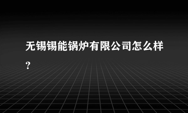 无锡锡能锅炉有限公司怎么样？